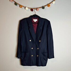 Vintage navy blue double breasted blazer jacket